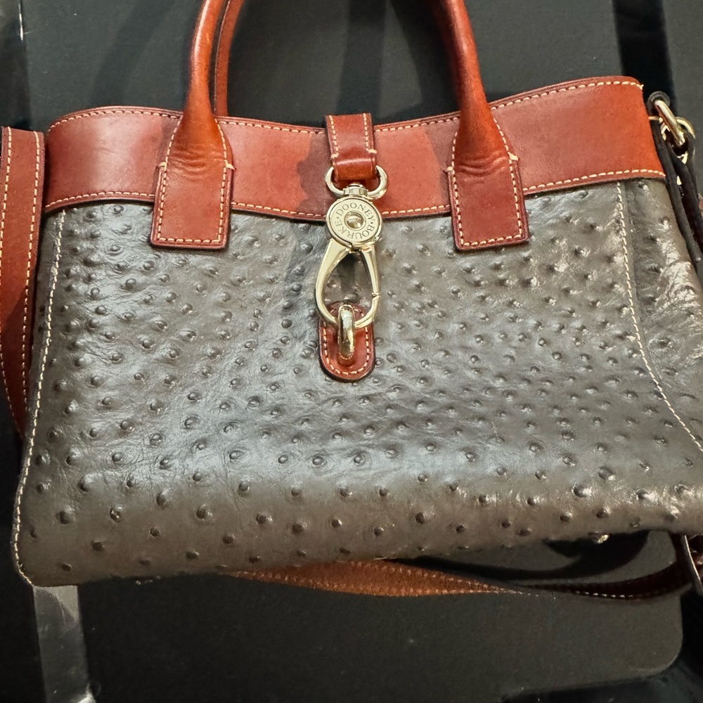 Dooney & Bourke Gray and Brown Satchel with Structured Design